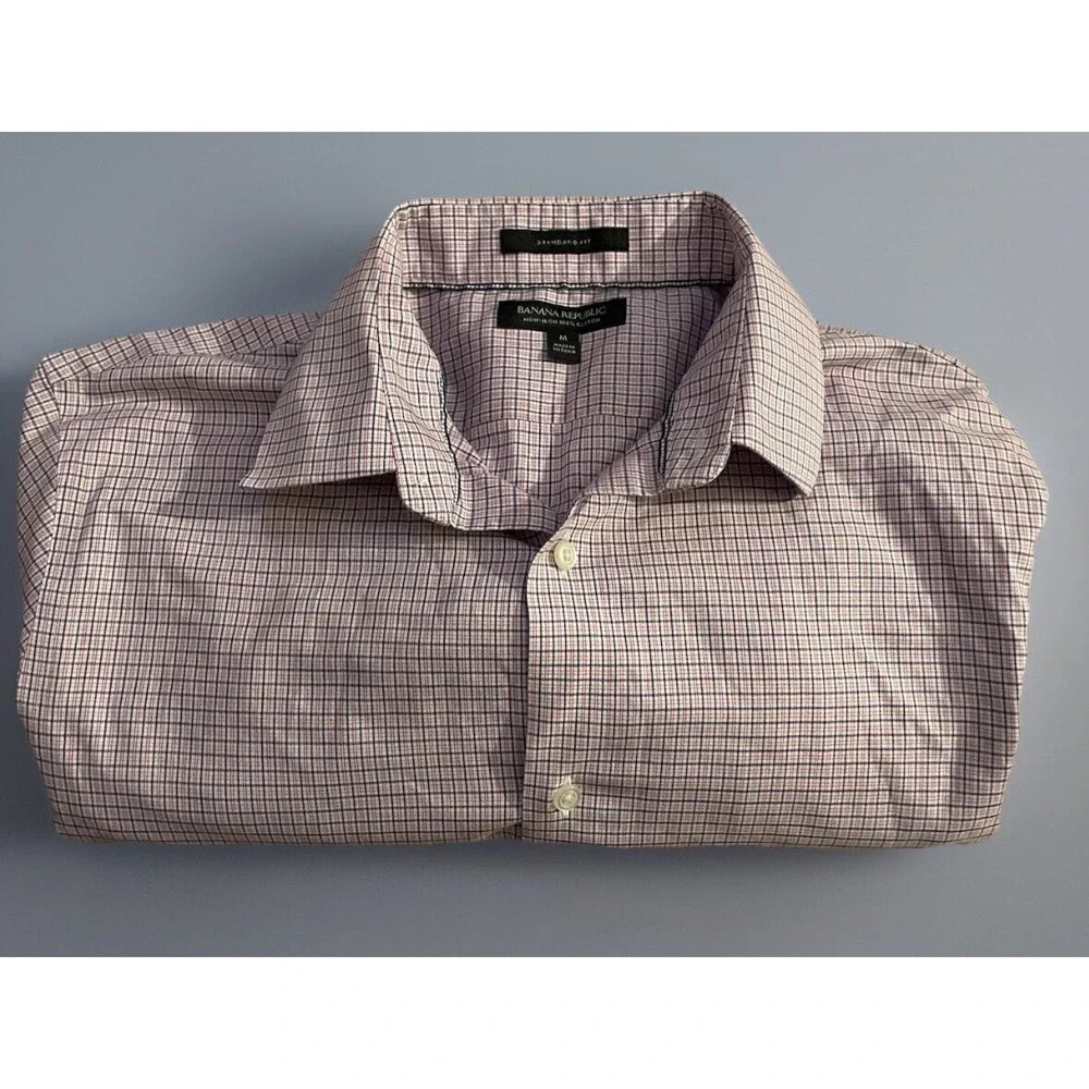 Banana Republic Long Sleeve Button Up Shirt Red White Blue Plaid Medium JBHS
